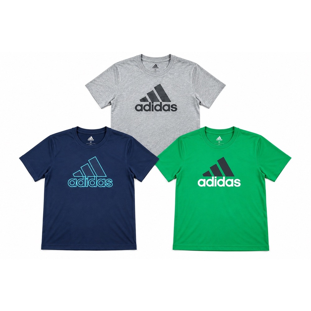 Adidas Boys Graphic T-Shirt Lot of 3 Grey Navy Green Size Medium 10/12